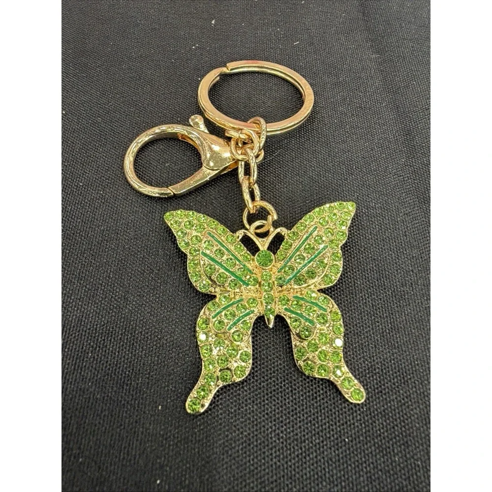 Butterfly Bows Rhinestone Key Chain Ring Charms Bling Silver Gold Butterflies